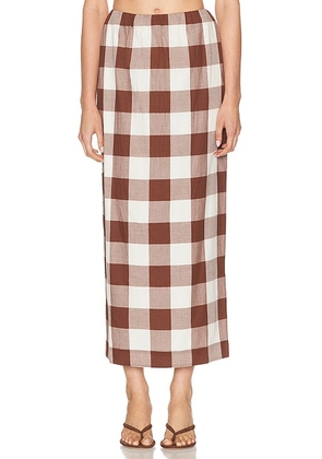 Posse Mira Skirt in Mocha Gingham - Brown. Size M (also in L, S, XL, XS).
