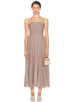 Posse Callie Dress in Petite Mocha Gingham - Brown. Size S (also in M, XL, XS).