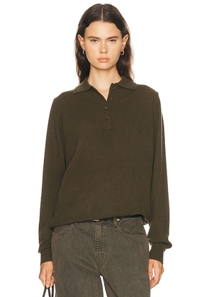 SPRWMN Polo Sweater in Olive - Olive. Size M (also in S).