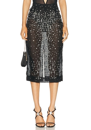 Retrofete Isabel Embellished Skirt in Black & Silver - Black. Size M (also in S, XL, XS).
