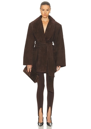 SEROYA Chandra Suede Jacket in Tobacco - Brown. Size M (also in L, S, XS).