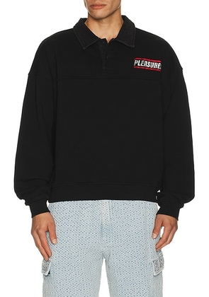 Pleasures Gentle Polo Sweatshirt in Black - Black. Size M (also in L, S, XL/1X, XXL/2X).