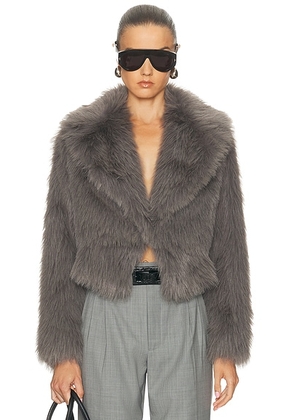 The Sei Faux Fur Bomber Jacket in Steel - Grey. Size 4 (also in 2, 6, 8).