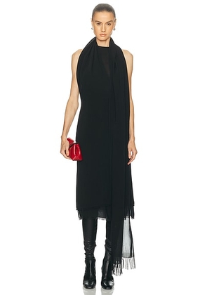 Toteme Fringed Scarf Dress in Black - Black. Size 34 (also in 32, 36, 38).