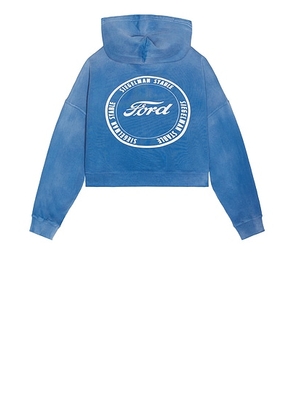 Siegelman Stable x Ford Printed Oversized Zip Hoodie in Ford Blue - Blue. Size XL/1X (also in L, M, S).