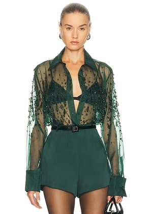 Retrofete Aubriella Shirt in Pine - Green. Size S (also in M, XS).