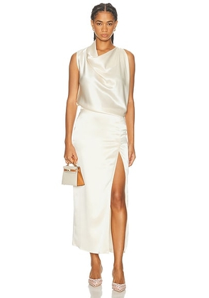 SEV Draped Midi Dress in Ivory - Ivory. Size 38 (also in 34, 36, 40).