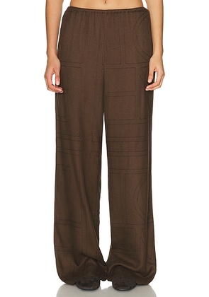 Toteme Monogram Flannel PJ Pant in Dark Brown - Brown. Size 34 (also in 38, 40, 42).