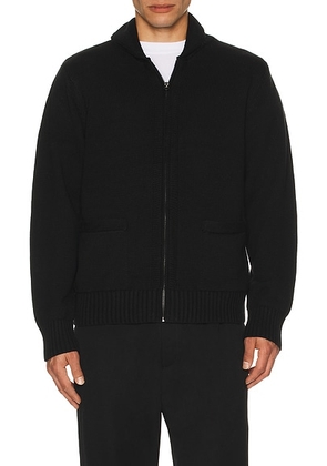 Schott Zip Front Sweater in Black - Black. Size M (also in L, S, XL/1X, XXL/2X).
