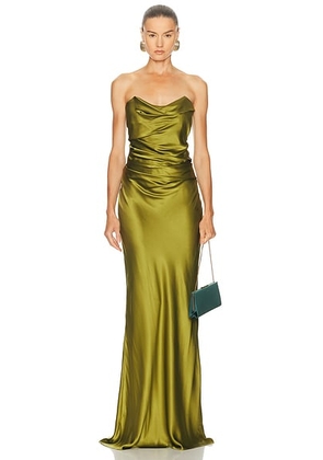 The Sei Cowl Bustier Gown in Moss - Green. Size 2 (also in 4).