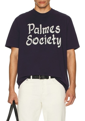 Palmes Society T-Shirt in Dark Blue - Navy. Size M (also in XL).