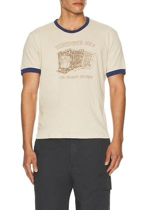 Palmes Remember Ringer T-Shirt in Broken White - White. Size M (also in L, S, XL).