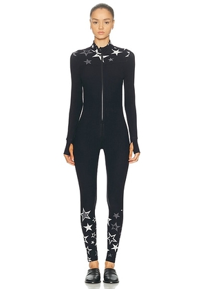 THE UPSIDE Superstar Nova Ski Jumpsuit in Galaxia - Black. Size M (also in L, S, XS).