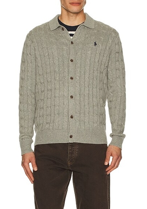 Polo Ralph Lauren Button Placket Cardigan Sweater in Camel Melange - Grey. Size S (also in ).