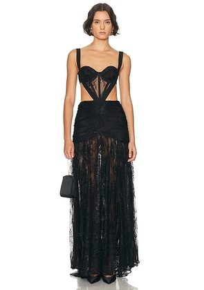 PatBO Laila Lace Cut Out Gown in Black - Black. Size 0 (also in 2, 4, 6).