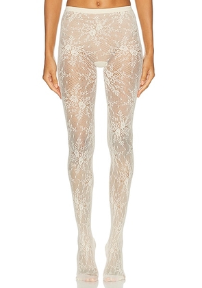 SWEDISH STOCKINGS Rosa Lace Tights in Ivory - Ivory. Size M (also in ).