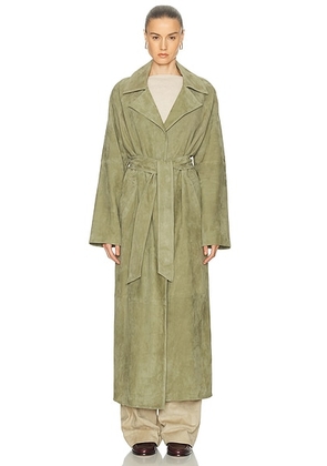 SRG Louise Suede Coat in Dark Sage Green - Sage. Size M (also in L, S, XS).