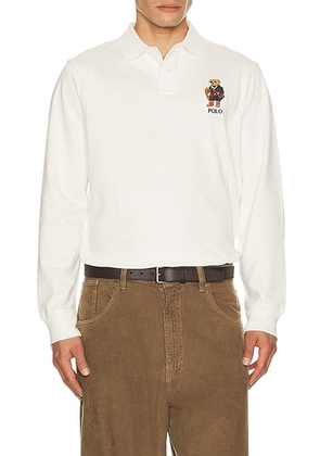 Polo Ralph Lauren Long Sleeve Novelty Holiday Bear Polo in Cream - Cream. Size M (also in XL/1X).