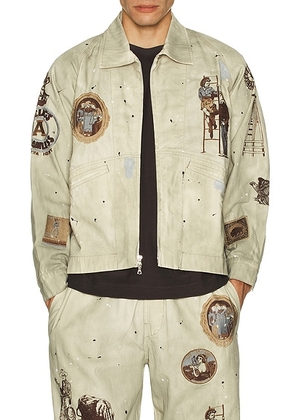 Samuel Zelig Western Zip Jacket in White - Beige. Size XL/1X (also in XXL/2X).