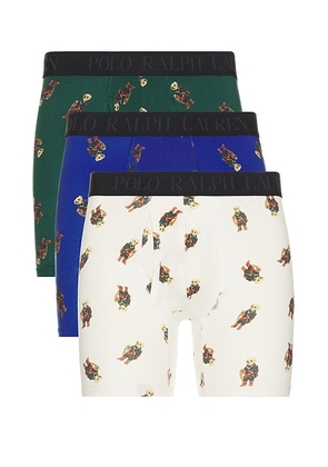 Polo Ralph Lauren 3 Pack Boxer Brief in Multi Bear Print in Nevis  Heritage Royal  & Hunter Green - Multi. Size M (also in L).