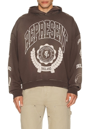 REPRESENT Legacy Crest Hoodie in Nero - Brown. Size XL/1X (also in L).