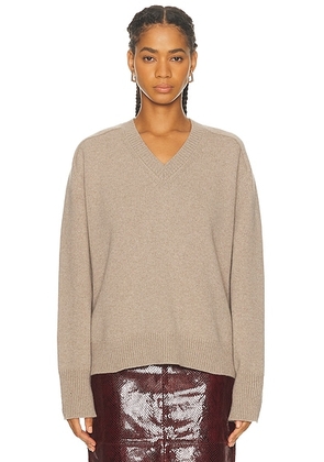 Rohe Cape V Neck Wrap Jumper in Taupe Melange - Taupe. Size 38 (also in 34).