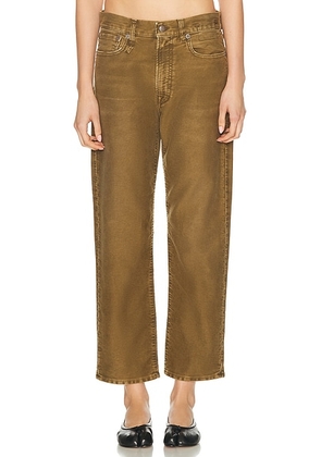 R13 Boyfriend Straight Leg in Olive Garment Dyed Moleskin Green - Olive. Size 25 (also in 24, 27, 28, 29).