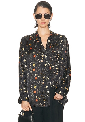 R13 Drop Neck Shirt in Floral On Black - Black. Size S (also in M).