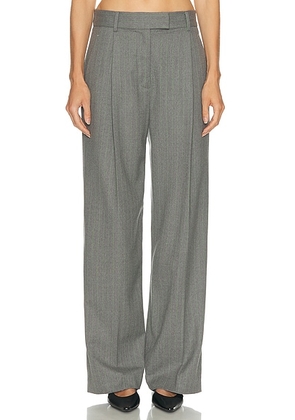 RENGGLI Pinstripe Trouser in Pebble & Jade - Grey. Size 10 (also in 0, 2, 4).