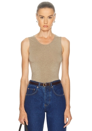 RENGGLI Scoop Neck Tank in Pewter - Tan. Size XL (also in L, XS, XXL).