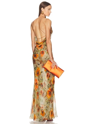 Saint Laurent Slip Dress in Lichen  Orange  & Vert - Green. Size 38 (also in ).