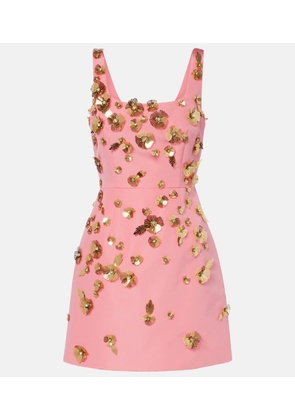 Carolina Herrera Embellished silk faille minidress