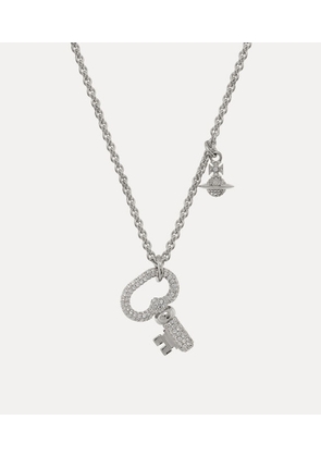 Vivienne Westwood Ovidia Long Pendant Necklace Silver Cubic Zirconia Women