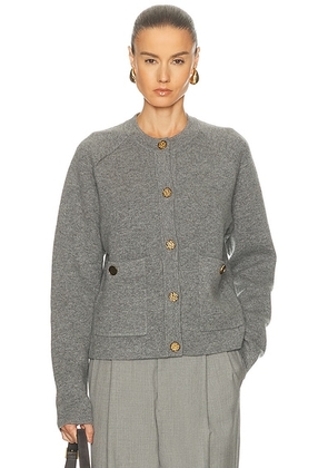 Toteme Hammered Button Cardigan in Grey Melange - Grey. Size M (also in L, S, XS).