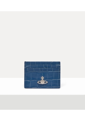 Vivienne Westwood Flat Card Holder Emboss Croc Leather Blue One Size Women