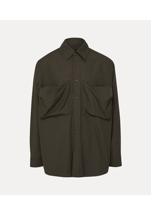 Vivienne Westwood Achilles Overshirt Pinstripe Shirting -Dark-khaki S Men