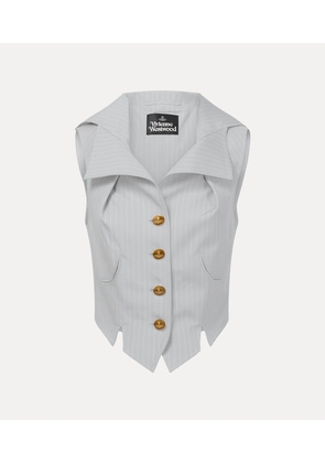 Vivienne Westwood Meryl Waistcoat Pinstripe Shirting Grey 40 Women