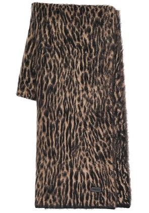 Saint Laurent Leopard Scarf in Beige & Black - Beige. Size all.