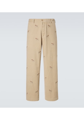 Polo Ralph Lauren Embroidered cotton corduroy straight pants