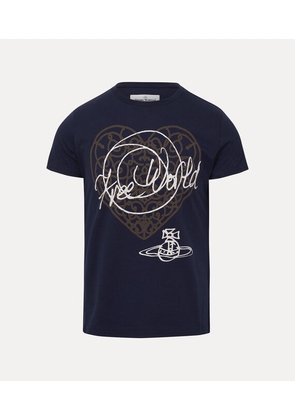 Vivienne Westwood Free World-heart Peru T-shirt Cotton Navy Blue S Unisex