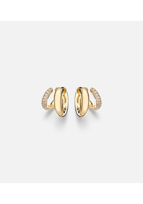 Sydney Evan Tri-Link 14kt gold huggie earrings with diamonds