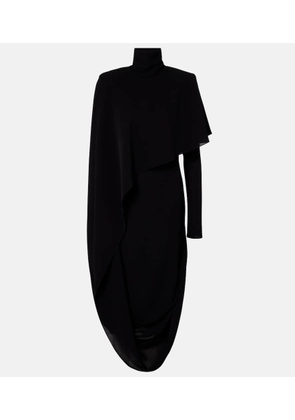 Mugler Asymmetric caped crepe midi dress