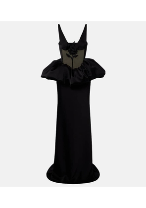 David Koma Embroidered peplum gown