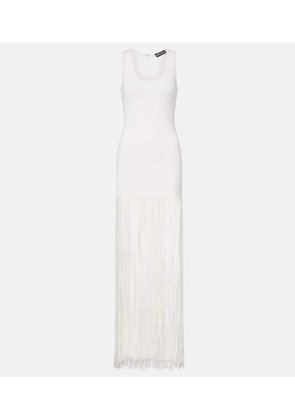 David Koma Fringed ribbed-knit maxi dress