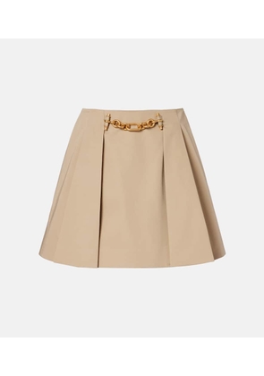 Balmain Pleated cotton gabardine miniskirt