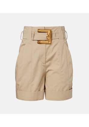 Balmain Belted cotton gabardine shorts
