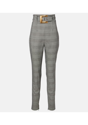 Balmain Prince of Wales wool-blend slim pants