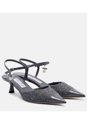 Jimmy Choo Aren tweed and leather slingback pumps