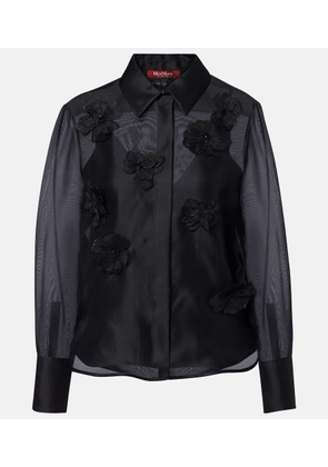 Max Mara Agi embellished floral-applique silk blouse