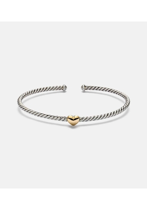 David Yurman Micro Cable FlexÂ® Heart Station 14kt gold (585/1000) and 925 sterling silver bracelet